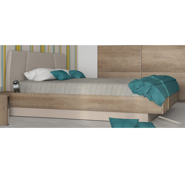 Κρεβάτι ξύλινο με δερμάτινη/ύφασμα EVROS 180x190 DIOMMI 45-162