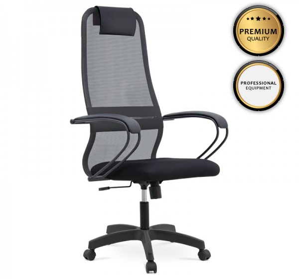 Καρέκλα γραφείου Prince Megapap με ύφασμα Mesh χρώμα γκρι - μαύρο 66,5x70x123/133εκ.