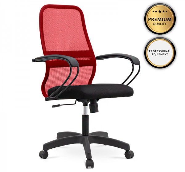 Καρέκλα γραφείου Moonlight Megapap με ύφασμα Mesh χρώμα κόκκινο - μαύρο 66,5x70x102/112εκ.